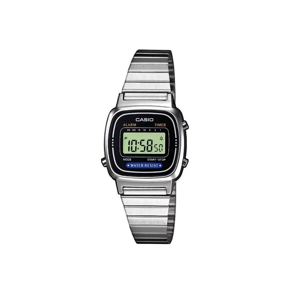 CASIO LA670WEA-1EF uhr, damen, coll. basis, silber-schwarz