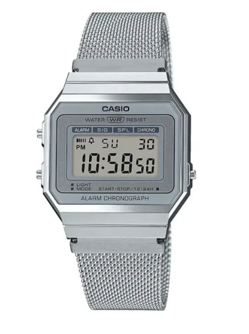 CASIO A700WEM-7AEF uhr, vintage edgy, milanaise, silber