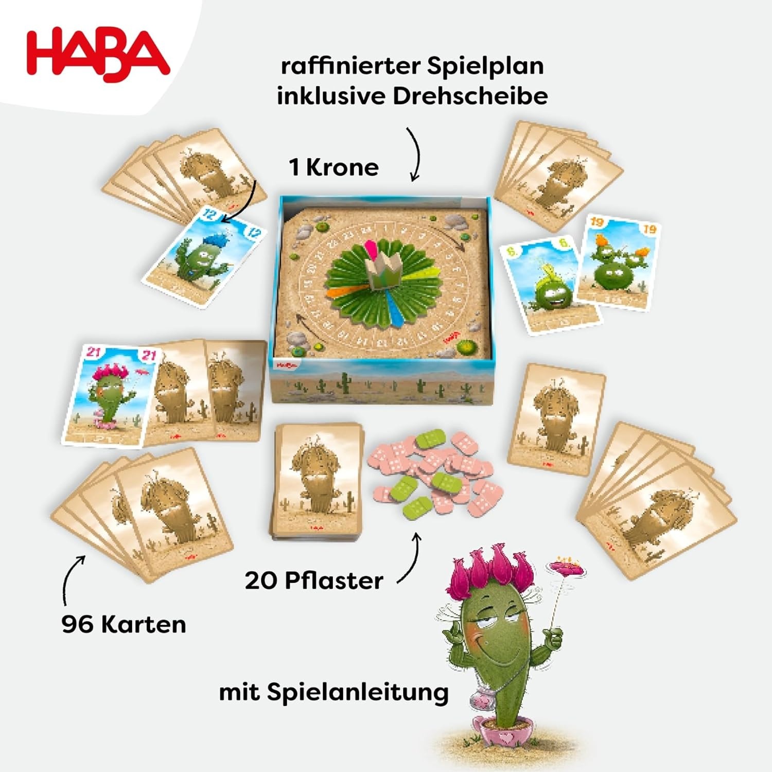 HABA – Stichelkönig: Lustiges Kartenspiel rund um den Kaktus-King für die ganze Familie ab 8 Jahren