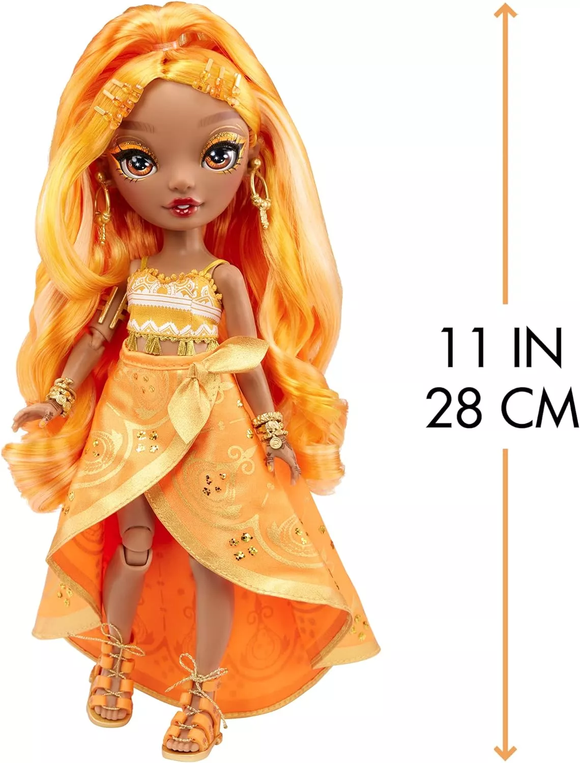Rainbow High Meena Fleur - Saffron Gold Fashion Doll - 2 Mix & Match Designer Outfits and Accessories