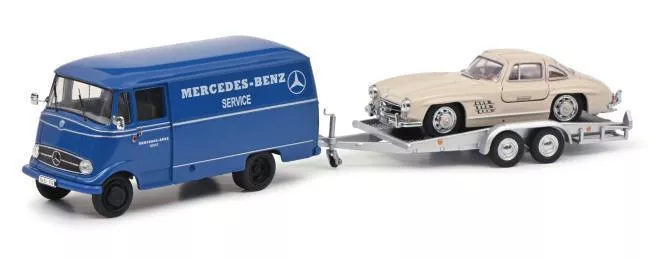 Schuco Mercedes-Benz L319 M.Anh.+300Sl Weiß Blau 1:43 450253900