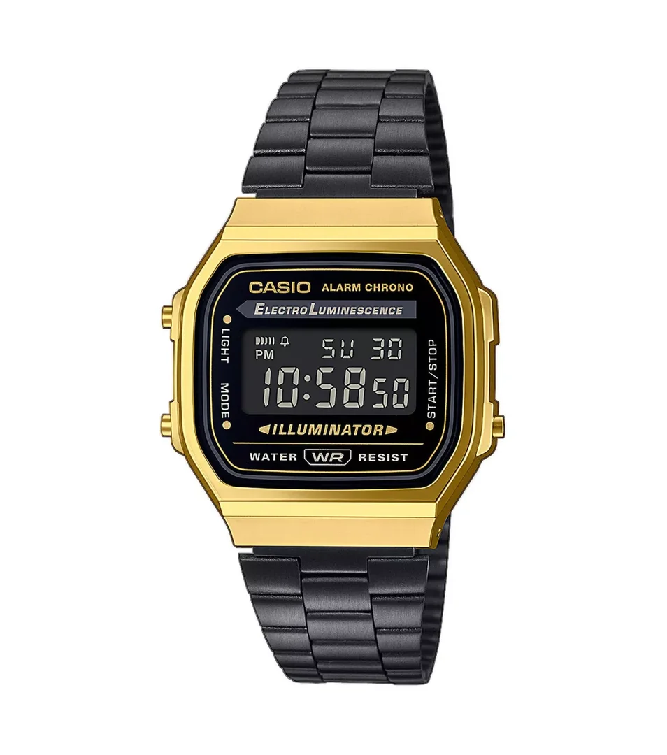 CASIO A168WEGB-1BEF uhr, damen, marvel, schwarz/gold