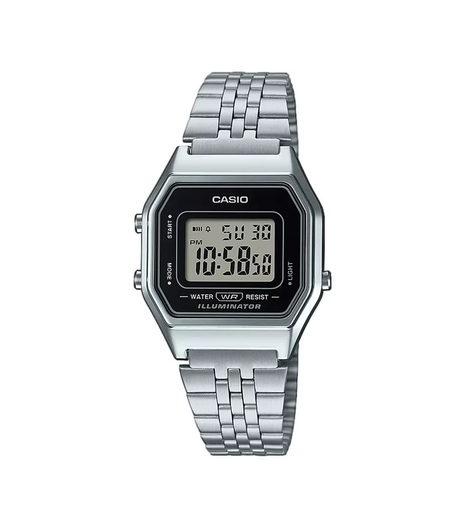 CASIO LA680WEA-1EF uhr, damen, vintage, dig, silber-schwarz