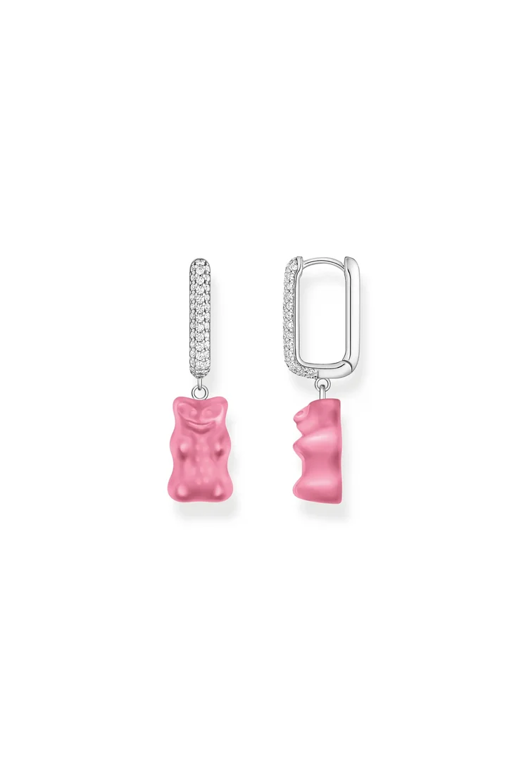 Thomas Sabo Ohrhänger Haribo Creolen Einzel Mit Goldbär Pink Silber CR727-052-9