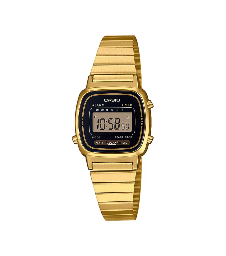 CASIO LA670WEGA-1EF uhr, damen, coll. basis, gold-schwarz