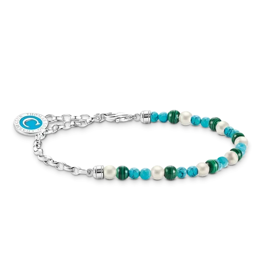 Thomas Sabo Armband, Mit Beads-Mix, Blau, Länge 19 cm A2130-158-7, Charm Club