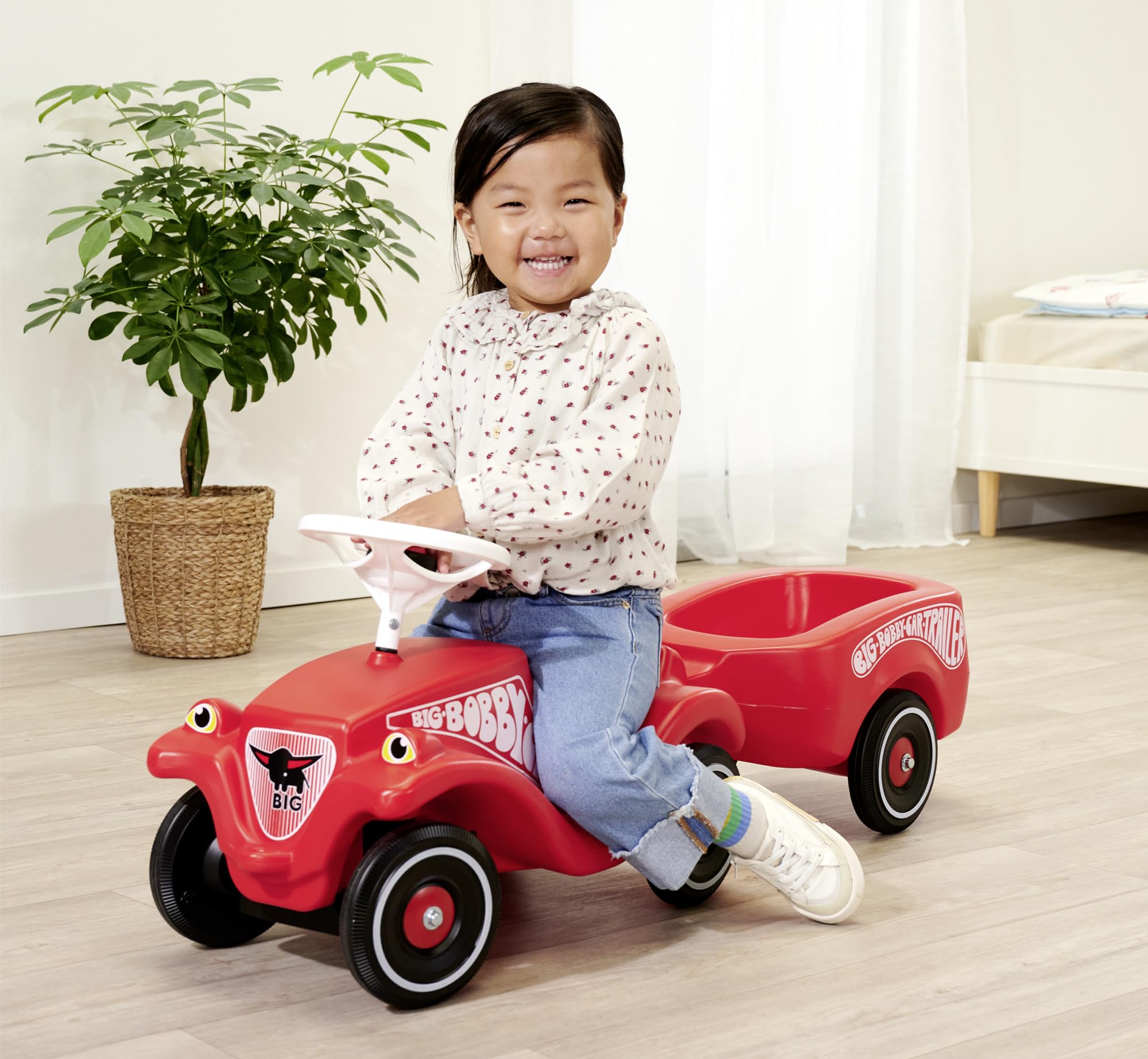BIG Bobby Car Anhänger Rot – Klassischer Trailer für Kinderfahrzeuge ab 1 Jahr