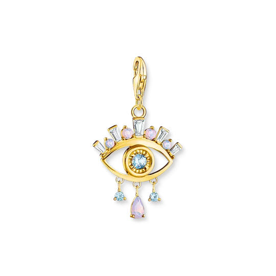 Thomas Sabo Charm pendant 925 Sterling silver, gold plated yellow gold/ glass-ceramic stone/ zirconia colourful Charm Club Holiday Charms 1926-971-7