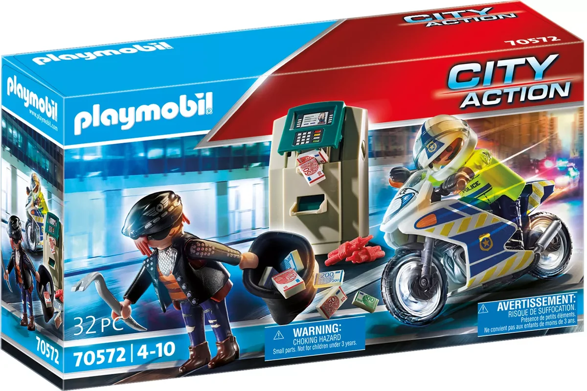 PLAYMOBIL 70572 Polizei-Motorrad: Verfolgung des Geldräubers