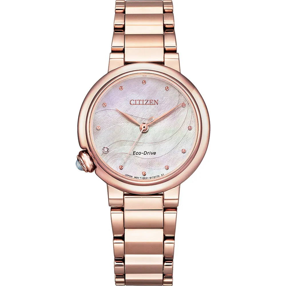 Citizen EM0912-84Y Analog Eco Drive Damen Rosa mit Perlmuttzifferblatt