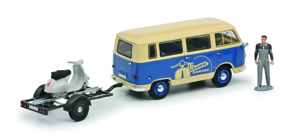 Schuco Ford Fk1000 Bus "Vespa" Weiß Blau 1:43 450320000