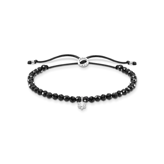 Thomas Sabo Armband, Schwarze Perlen, Weiße Steine A1987-401-11, Charm Club