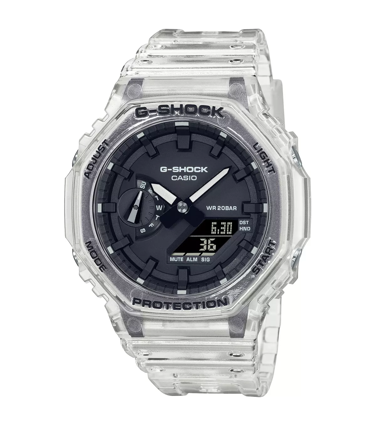 CASIO GA-2100SKE-7AER Uhr, G-Shock, Durchsichtig, Anadigi