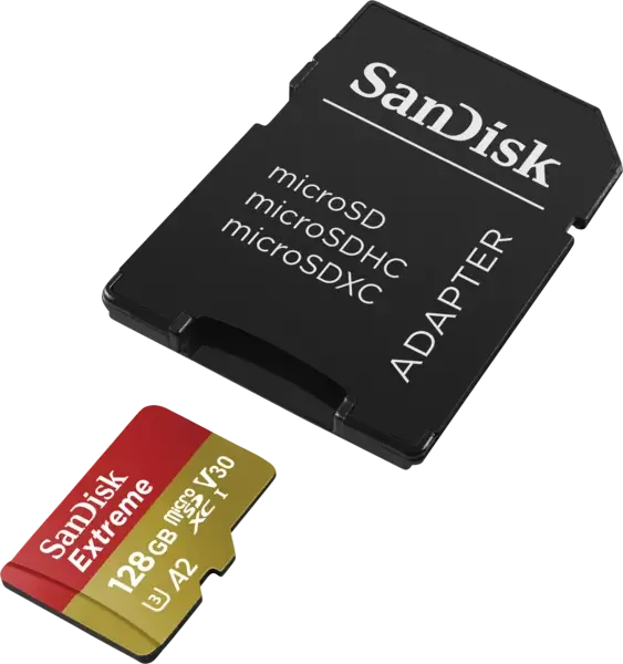 Sandisk Extreme microSDXC 128GB 190MB/s A2 C10 V30 UHS + SD Adapter