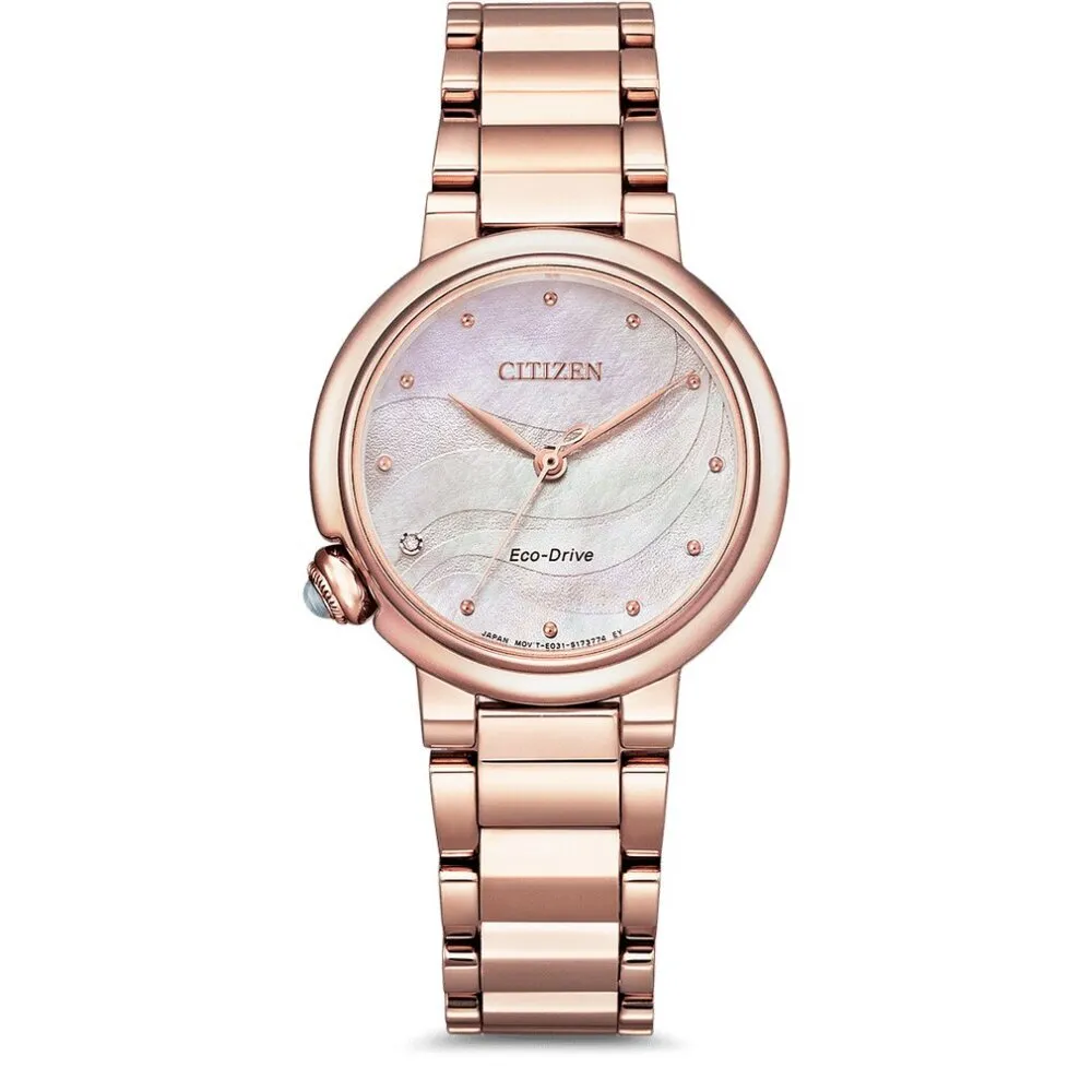 Citizen EM0912-84Y Analog Eco Drive Damen Rosa mit Perlmuttzifferblatt