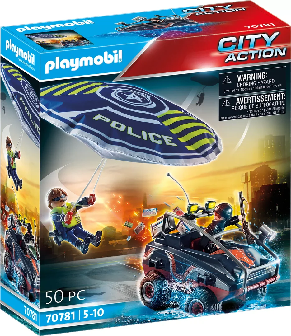 PLAYMOBIL 70781 Polizei-Fallschirm: Verfolgung des Amphibien-Fahrzeugs