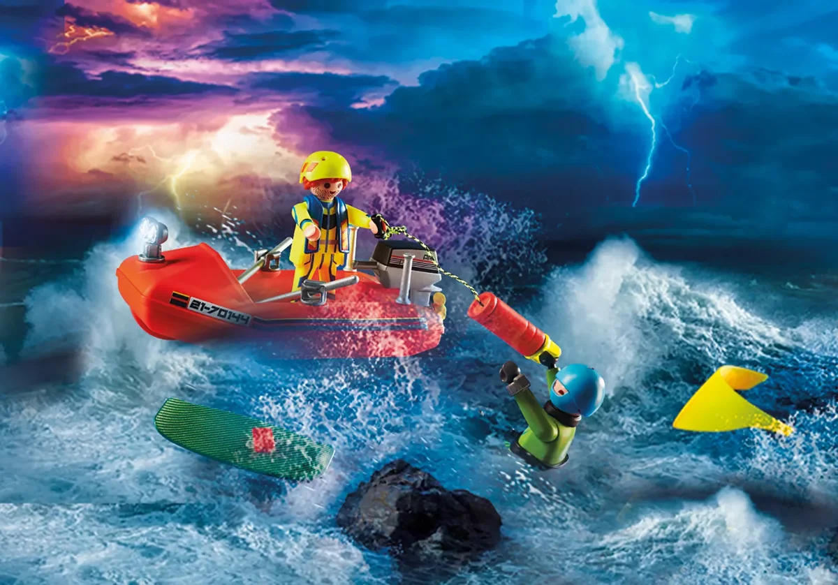 PLAYMOBIL 70144 Seenot: Kitesurfer-Rettung mit Boot