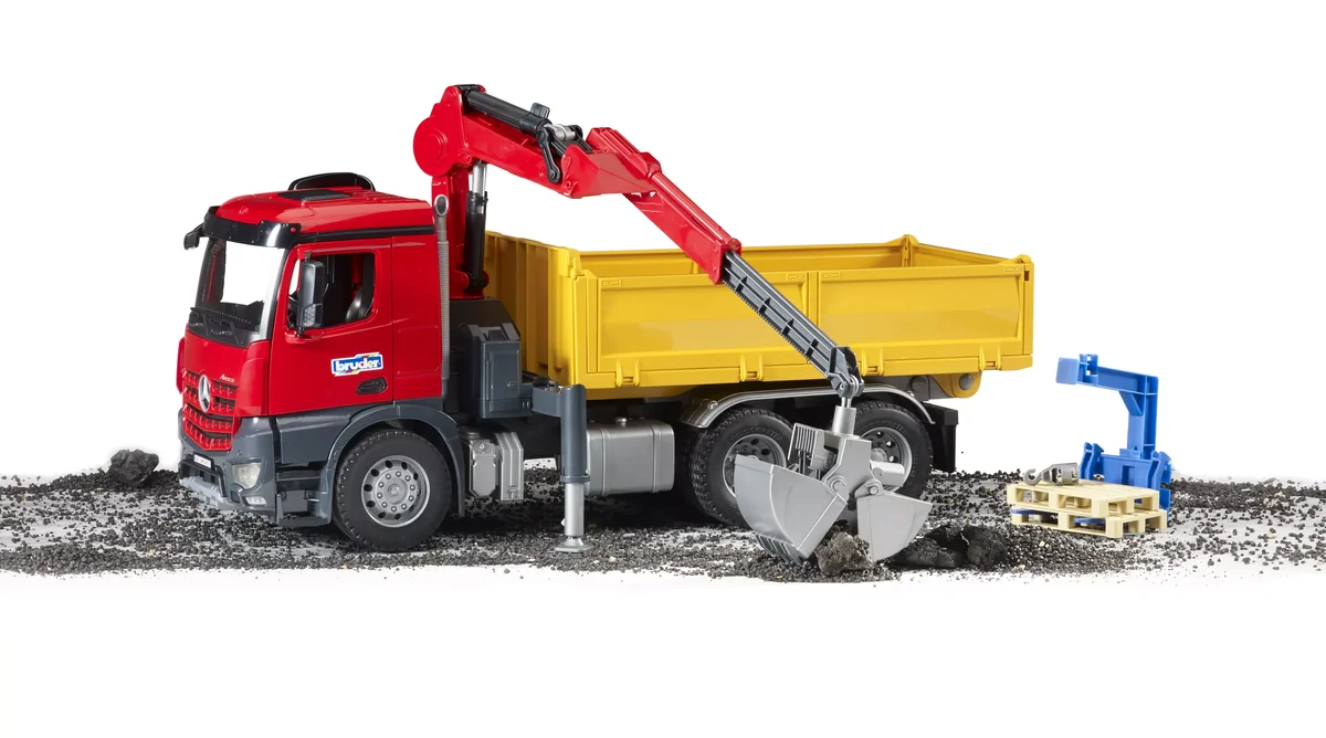 Bruder 03651 MB Arocs Baustellen LKW mit Kran und Zubehör