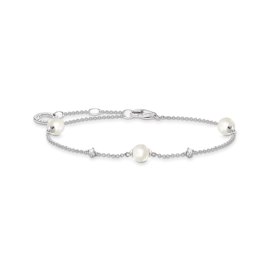 Thomas Sabo Armband, Drei Weisse Perlen Silber A2038-167-14, Charm Club