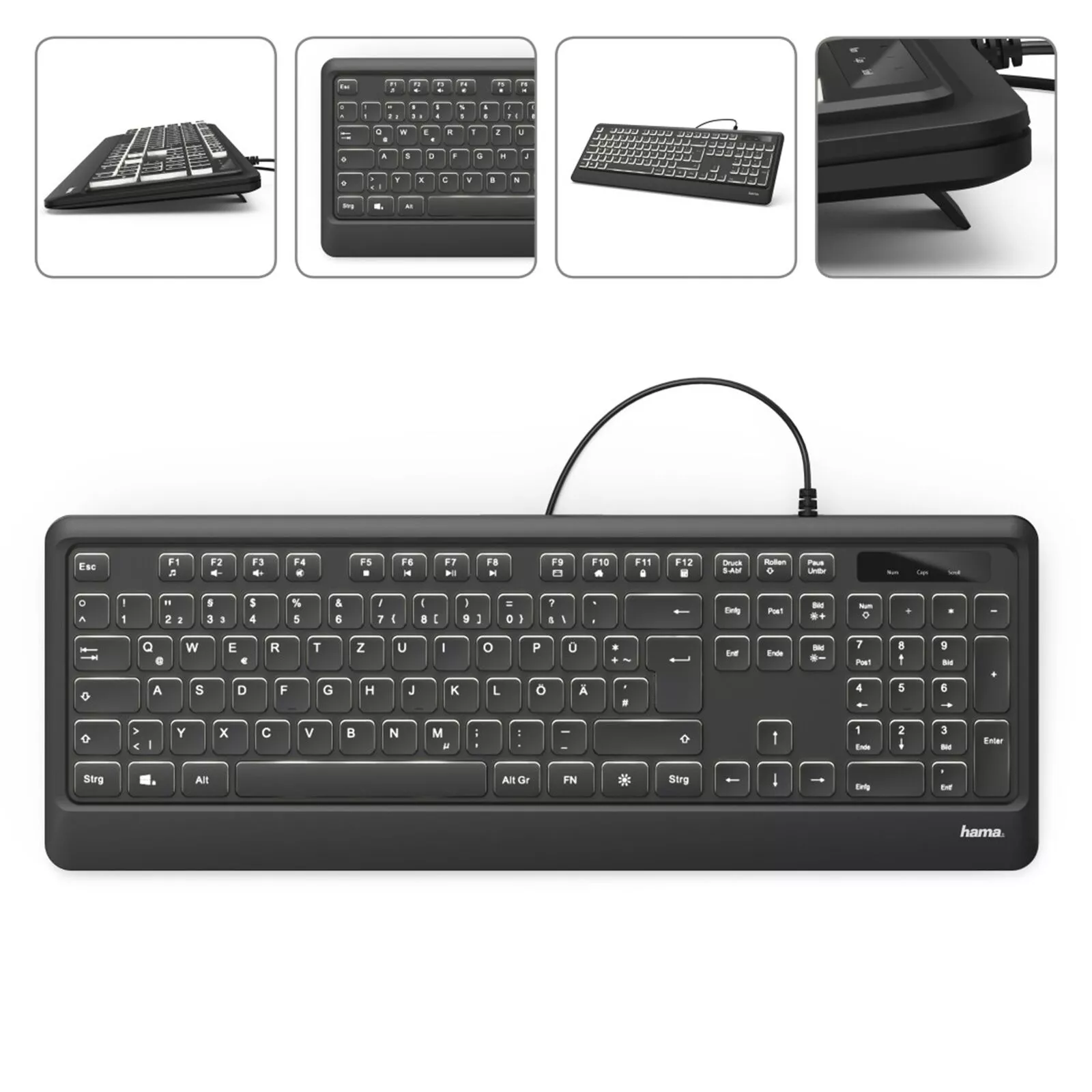 Hama Beleuchtete Tastatur KC-550, kabelgebunden 182671
