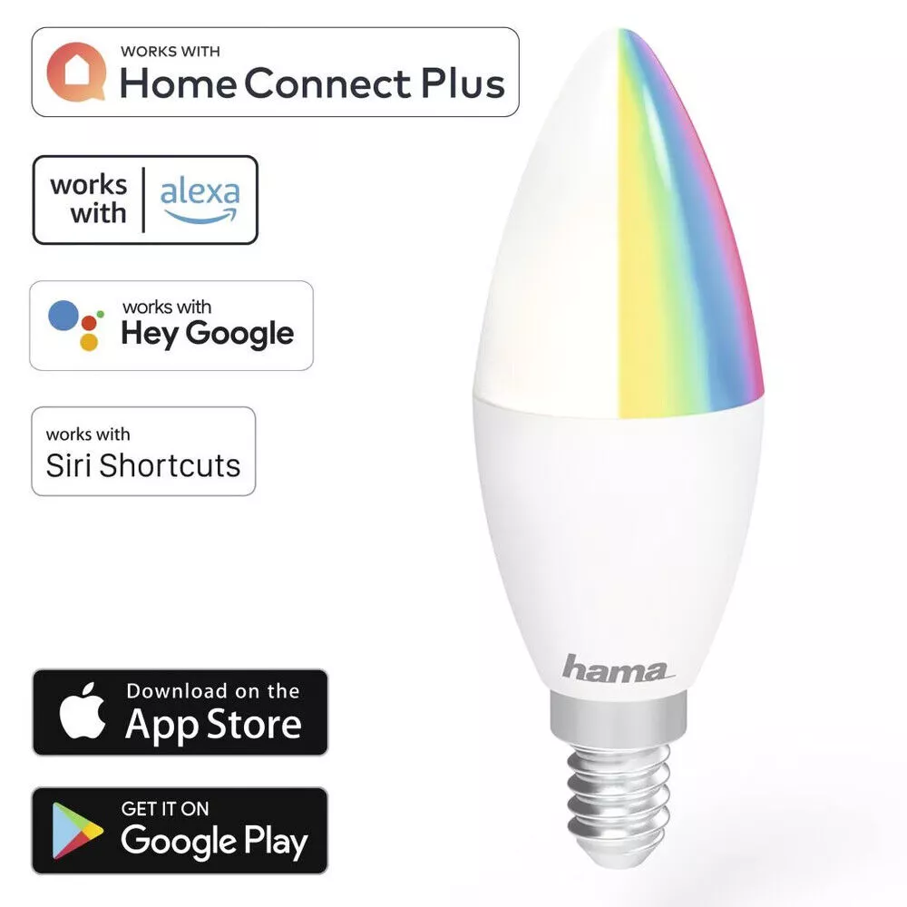 Hama WiFi-LED-Lampe, E14, 5,5W, RGB+CCT 176583
