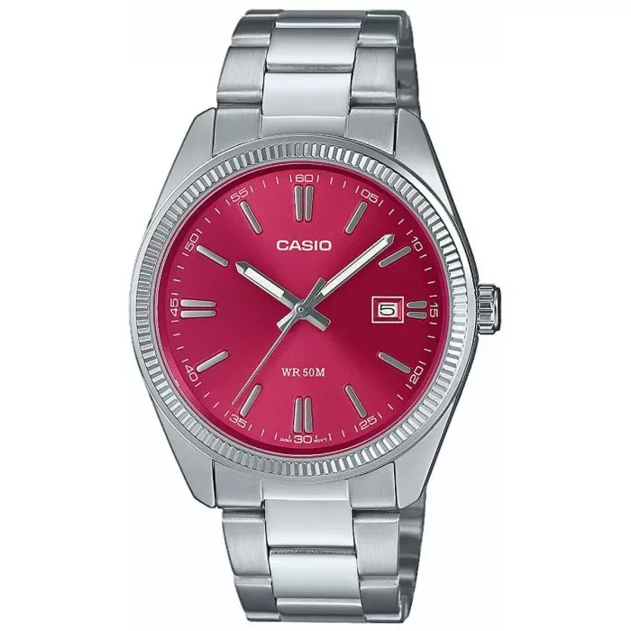 Casio MFP-1302PD-4AVEF Casio Uhr Edelstahl Analog Silber Rot