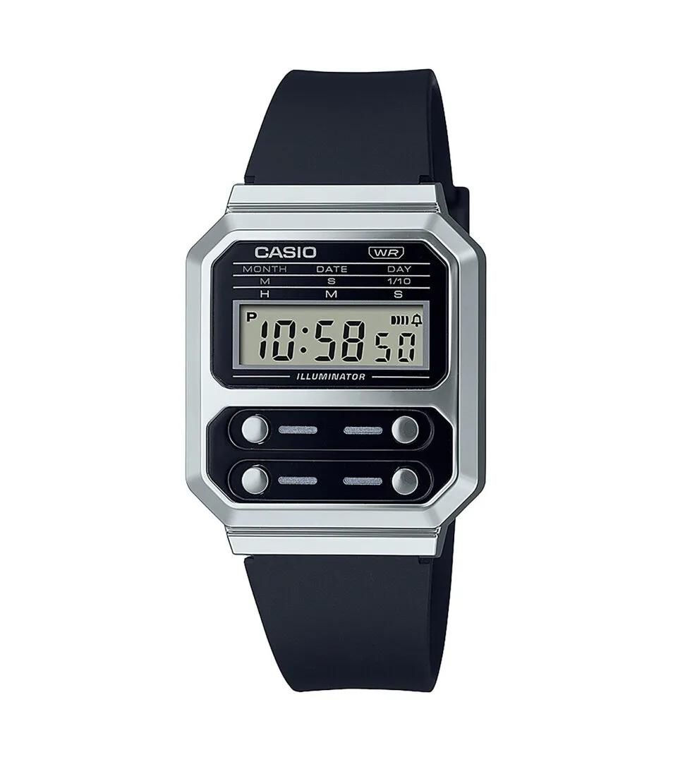 CASIO A100WEF-1AEF uhr, vintage, schwarz/ silber