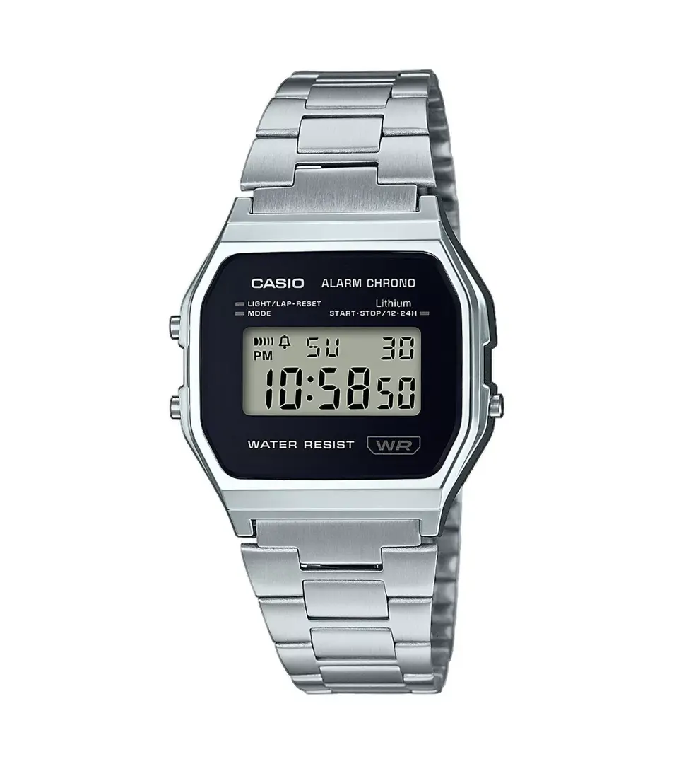 CASIO A158WEA-1EF Uhr, Herren, Digital, Silber-Schwarz