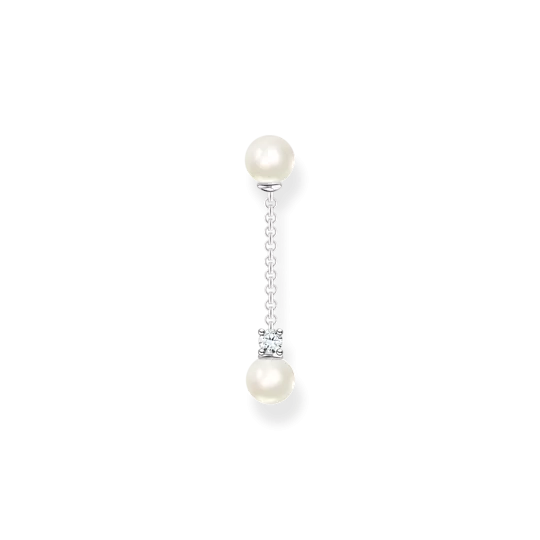 Thomas Sabo, Einzel Ohrring Perlen mit weißem Stein silber