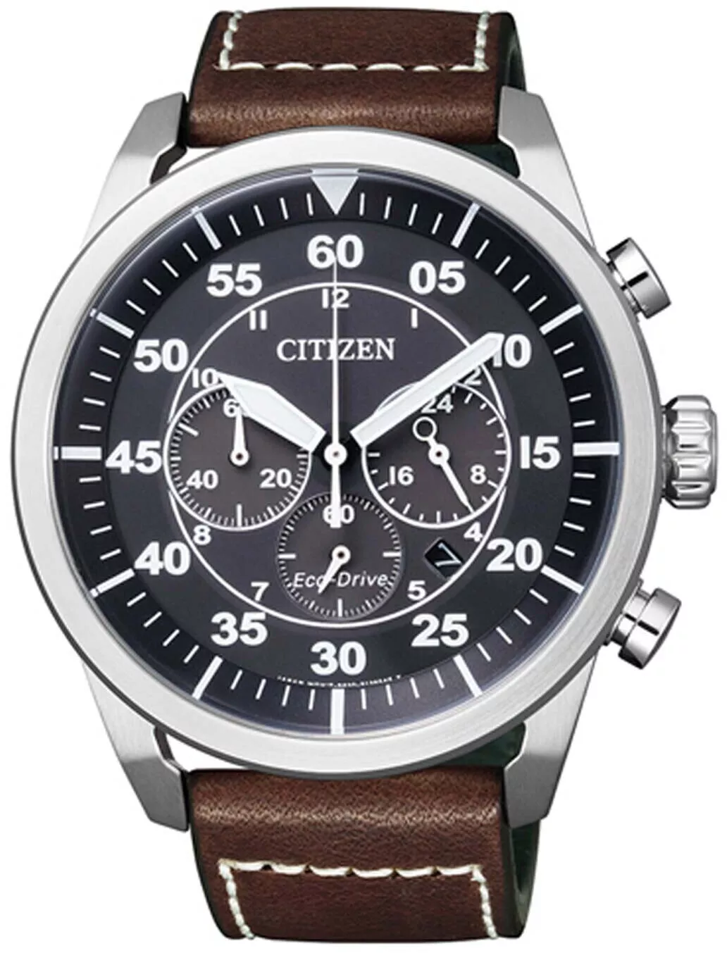 Citizen Herren Chronograph Quarz Uhr mit Lederarmband CA4210-16E