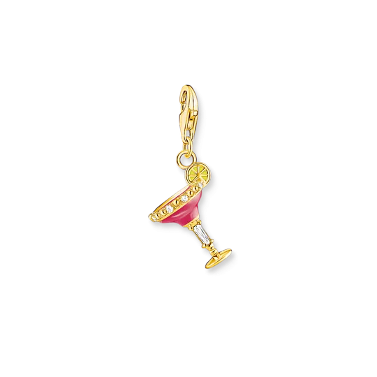 Thomas Sabo Charm pendant 925 Sterling silver, gold plated yellow gold/ cold enamel/ zirconia colourful Charm Club Holiday Charms 1931-565-9