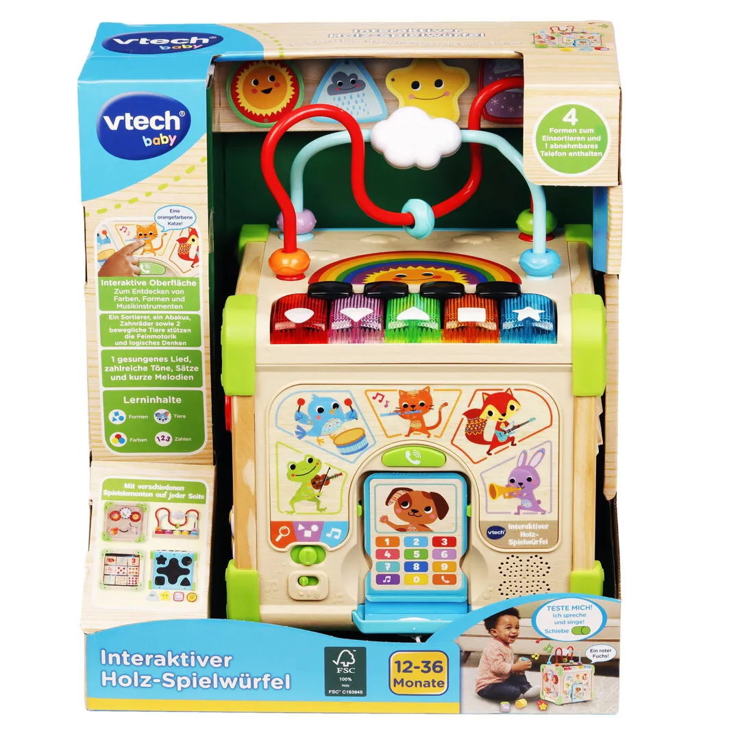 VTech Interaktiver Holz-Spielwürfel (80-617104)