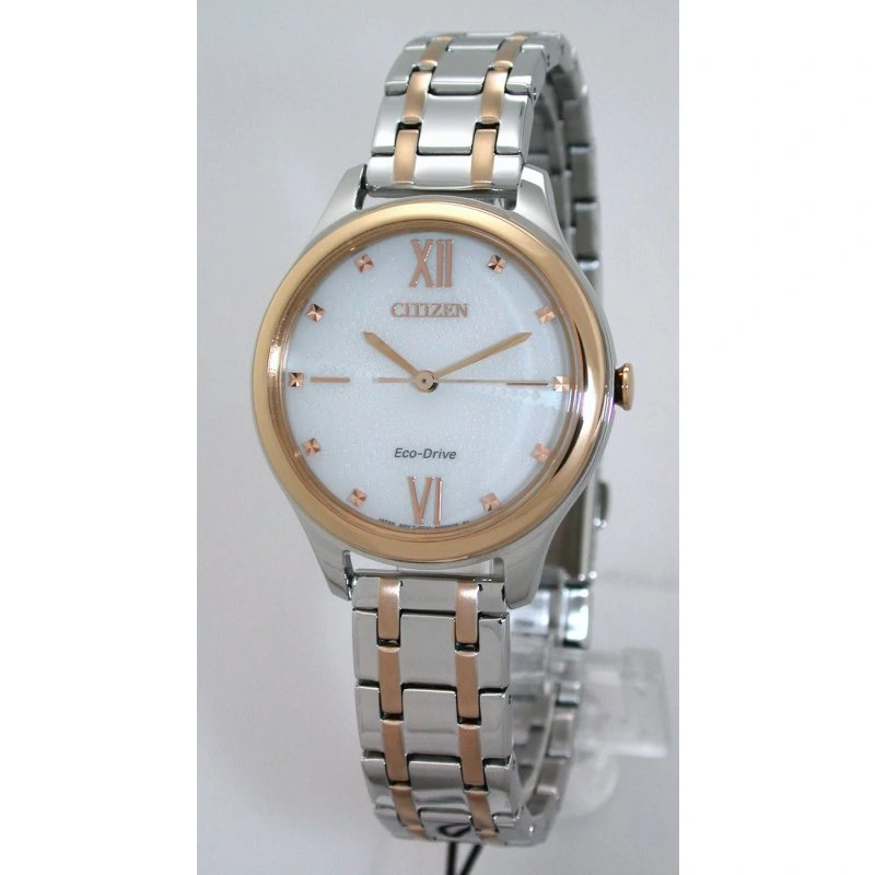 Citizen EM0506-77A Analog Eco-Drive Uhr mit Edelstahl Armband Damen 