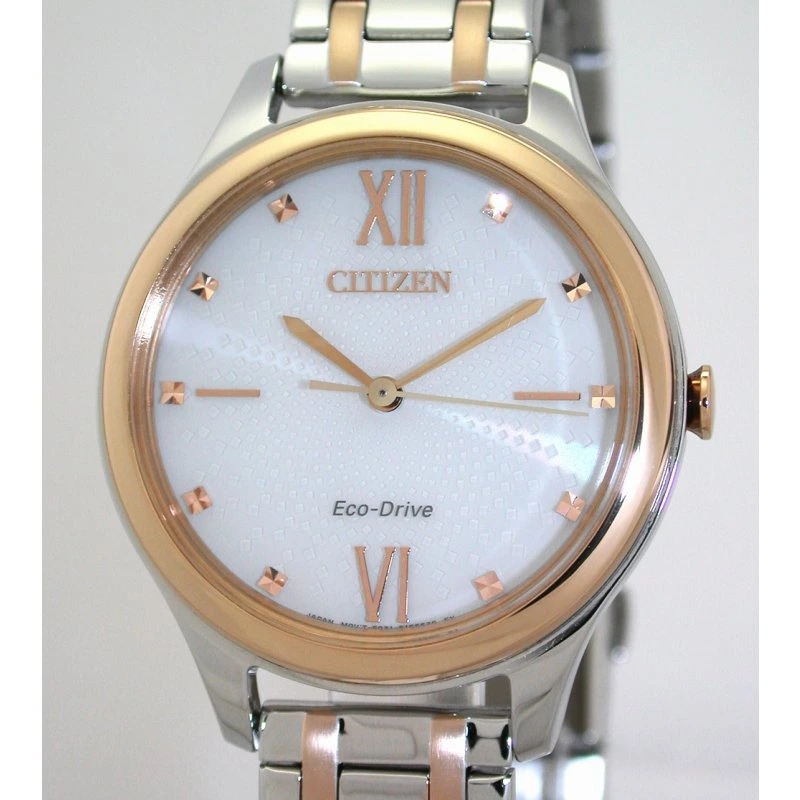 Citizen EM0506-77A Analog Eco-Drive Uhr mit Edelstahl Armband Damen 