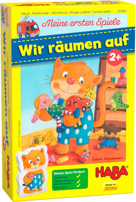 HABA – Meine ersten Spiele: Wir räumen auf, Lernspiel mit 3D-Spielregal & Zuordnungsspaß