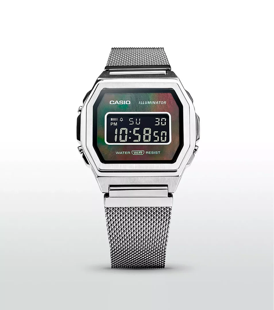 CASIO A1000M-1BEF uhr, vintage, illuminator, silber/blau