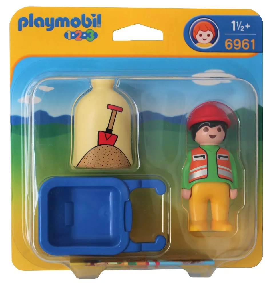 PLAYMOBIL 6961 Playmobil 1.2.3. Bauarbeiter M. Schubkar