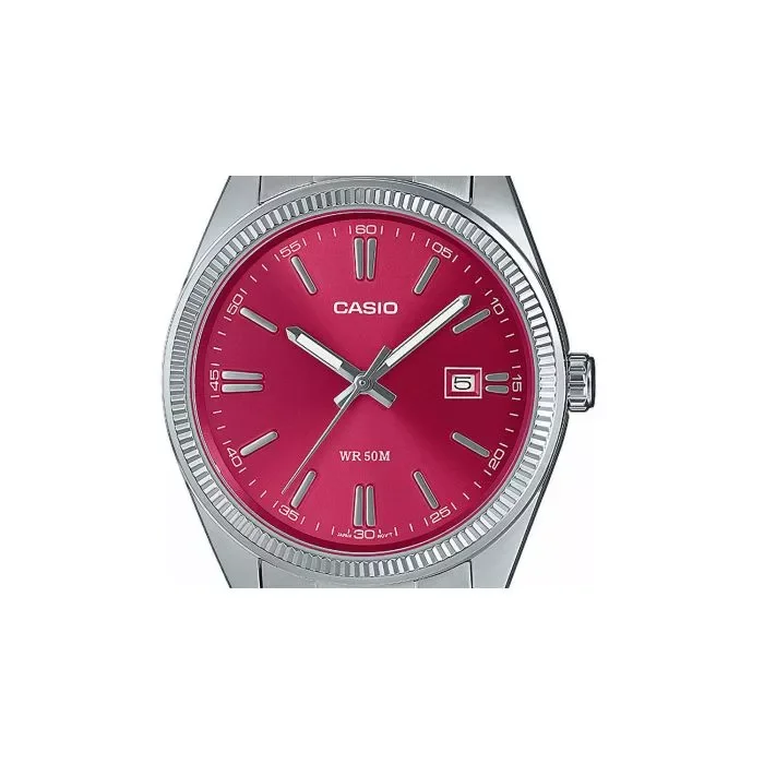 Casio MFP-1302PD-4AVEF Casio Uhr Edelstahl Analog Silber Rot