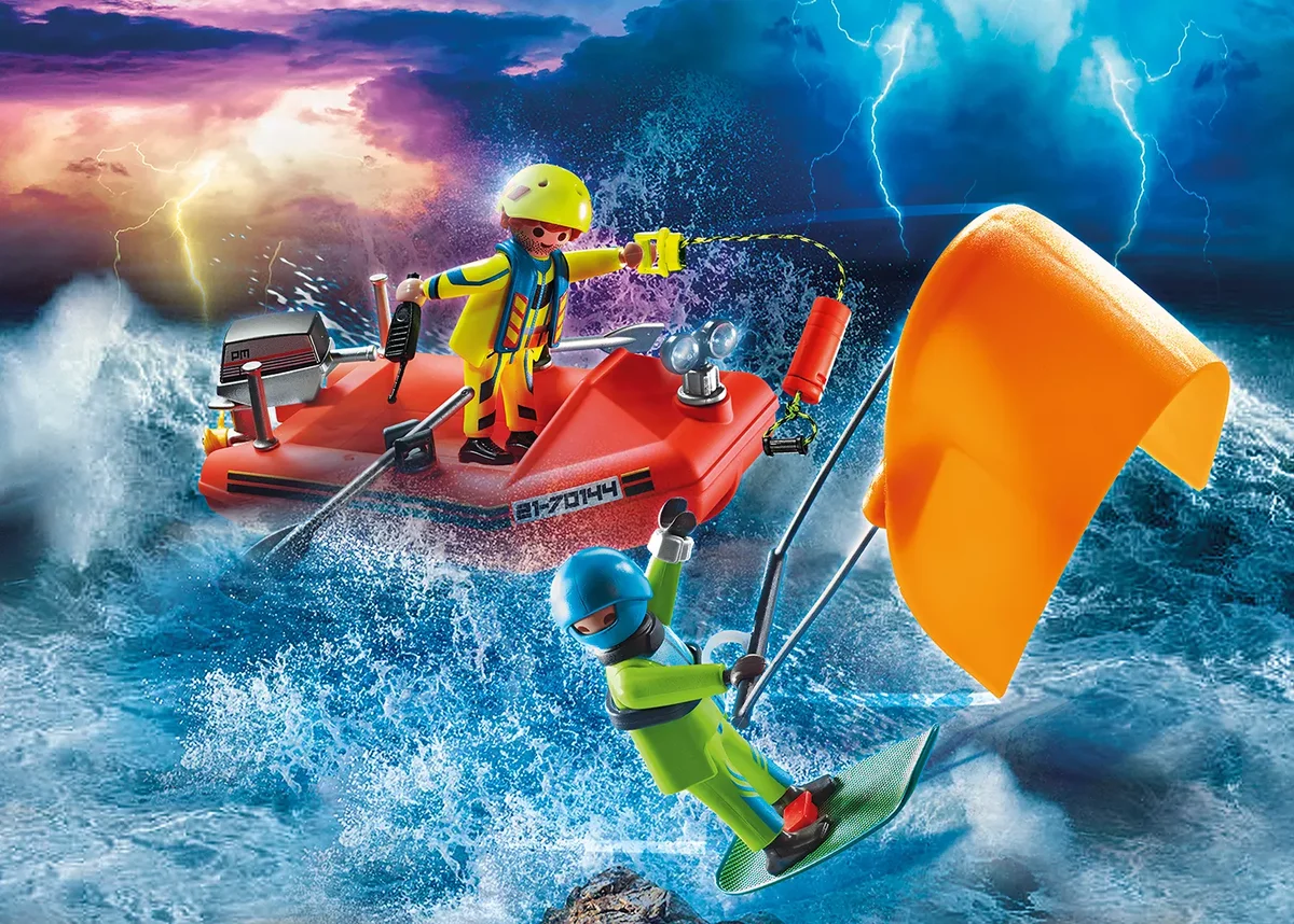 PLAYMOBIL 70144 Seenot: Kitesurfer-Rettung mit Boot