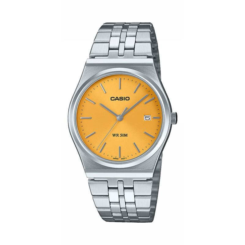 CASIO Collection MTP B145D 9AVEF Silber Orange Uhr