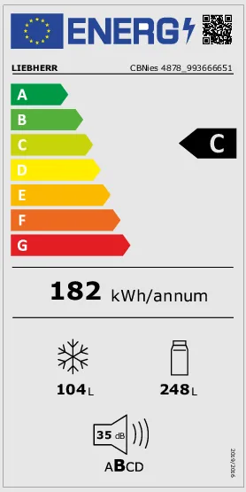 Liebherr CBNies 4878-21 Kühl-Gefrier-Kombination (freistehend, EEK C, 352 l Nutzinhalt, FrischeZone, TouchControl, Display, NoFrost, 3 Gefrierschubladen, Smart Home fähig, 201 cm hoch, 60 cm breit, Edelstahl)