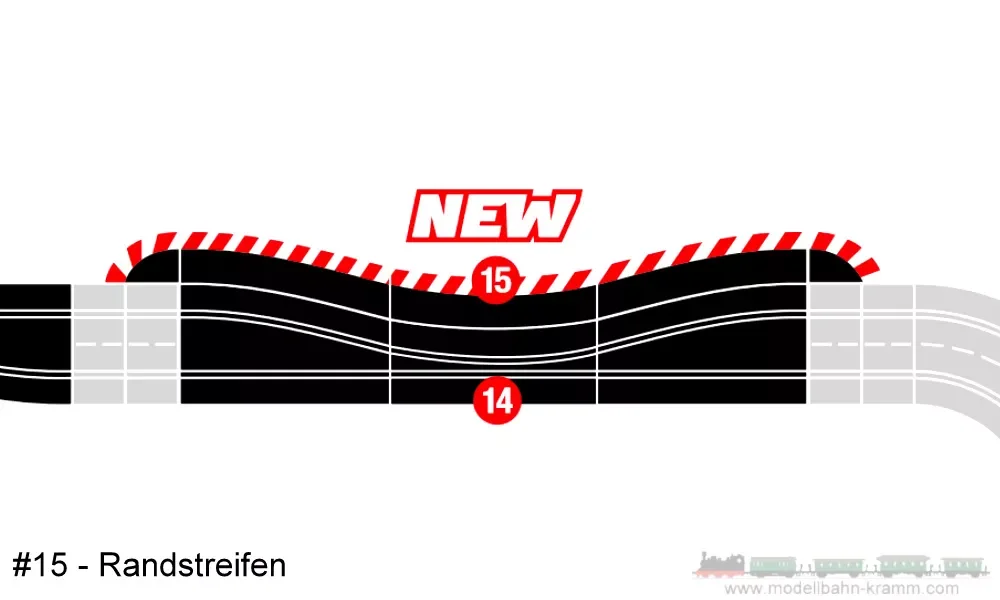 Carrera Randstreifen für Schikane (3-teilig + 2 Endstücke) 20020604