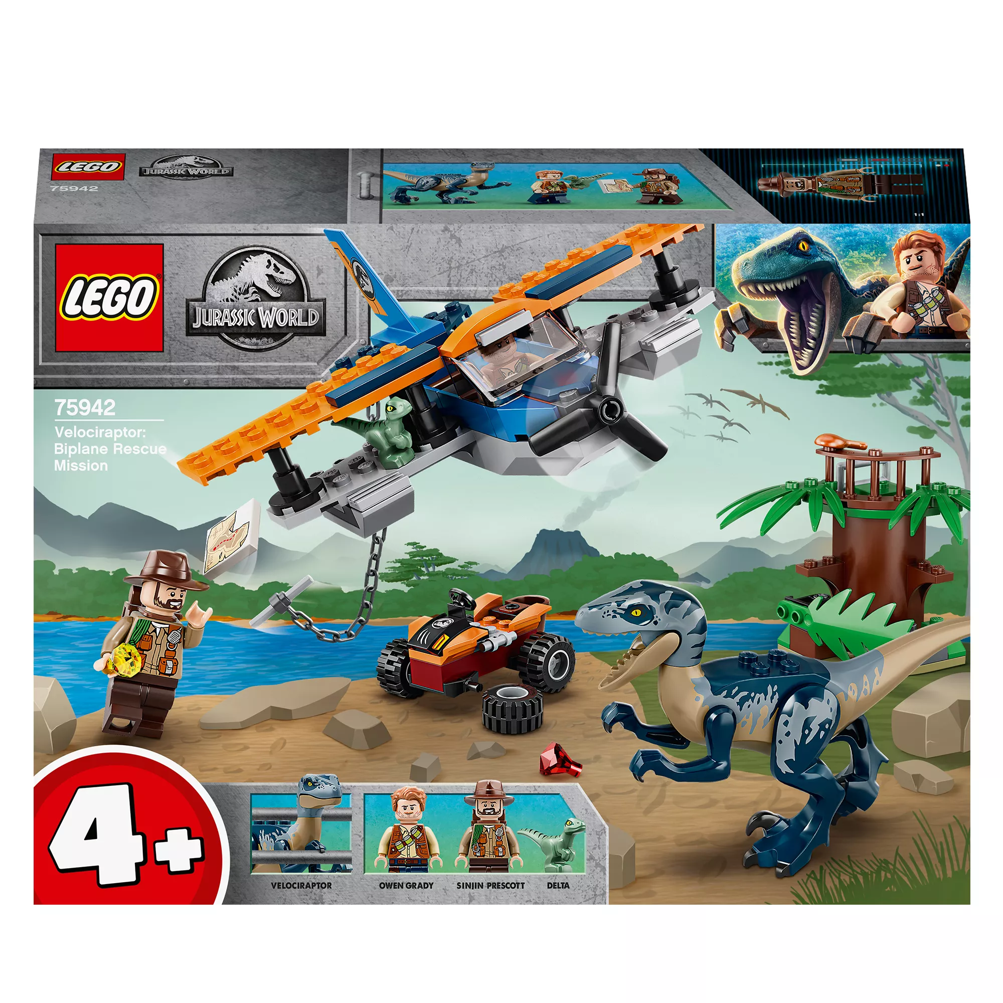 LEGO 75942 Jurassic World™ Velociraptor: Rettungsmission mit dem Doppeldecker