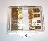 GSI DFP24, Distribution Fuse Panel – 1 to 4 for AGU-Fuses, Input: 2 cables – 4 Gauge (25mm²), Out-put: 4 cables – 8 Gauge (10mm²)