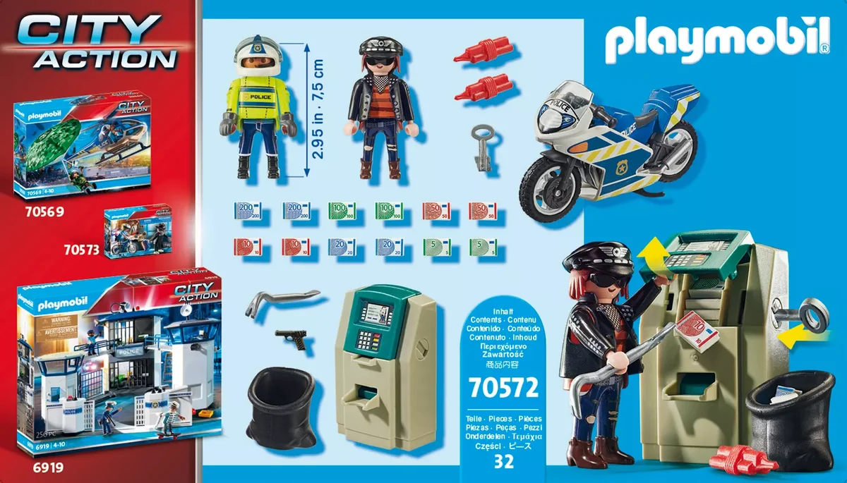 PLAYMOBIL 70572 Polizei-Motorrad: Verfolgung des Geldräubers