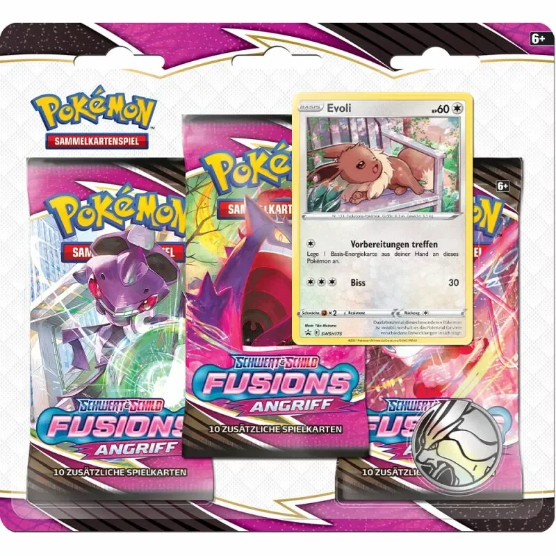 POKEMON 45321 Pokemon SWSH08 - Fusionsangriff - 3er Blister - Evoli - Deutsch