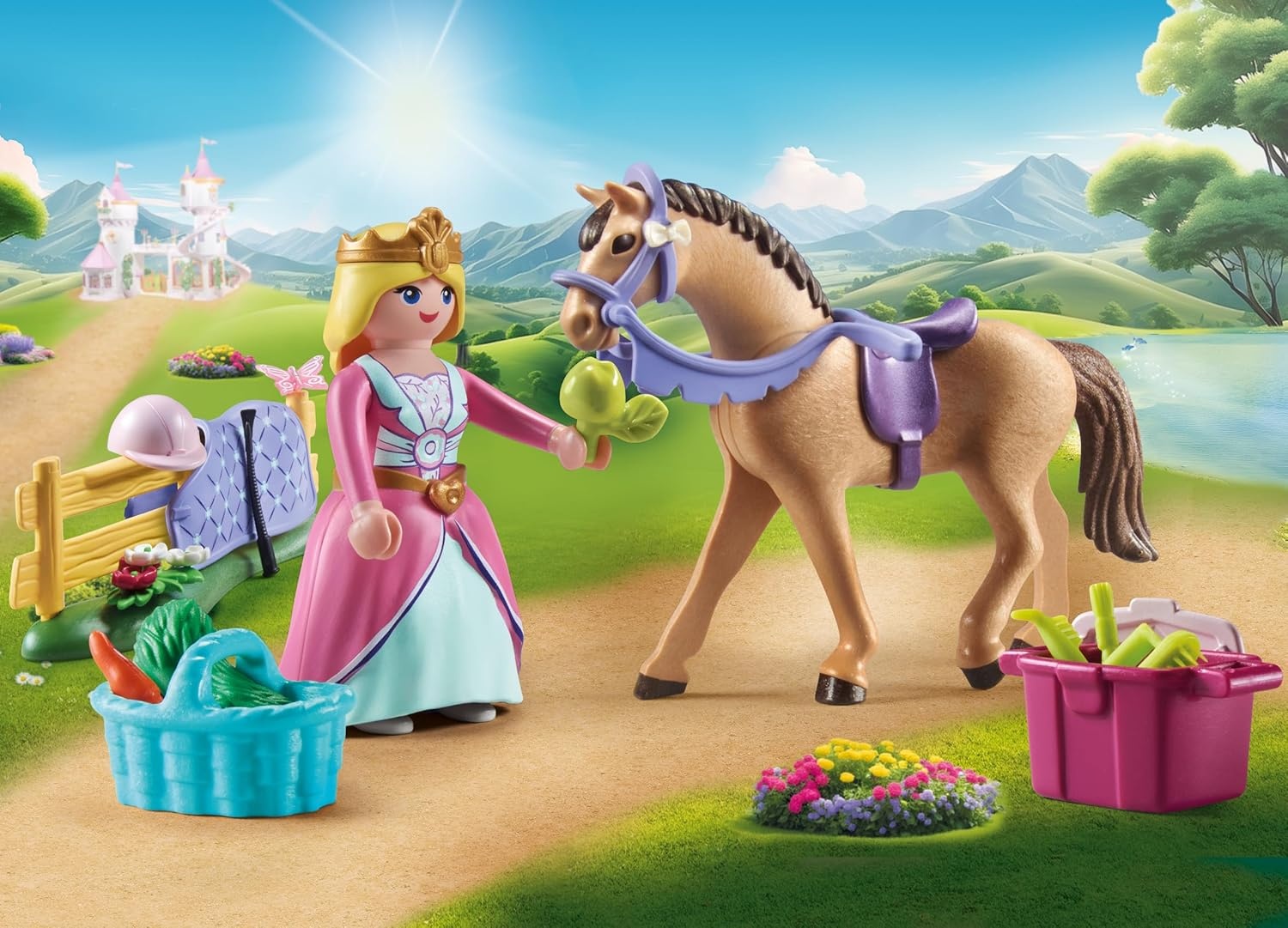 PLAYMOBIL 71801 – Princess Magic: Prinzessin mit Pferd, Karotte & Decke