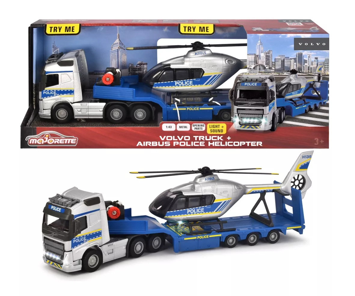 Majorette Volvo Truck + Airbus Police Helicopter (213716000)