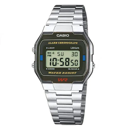 CASIO A163WA-1QES Uhr, Herren, Coll. Basis, Silber-Schwarz