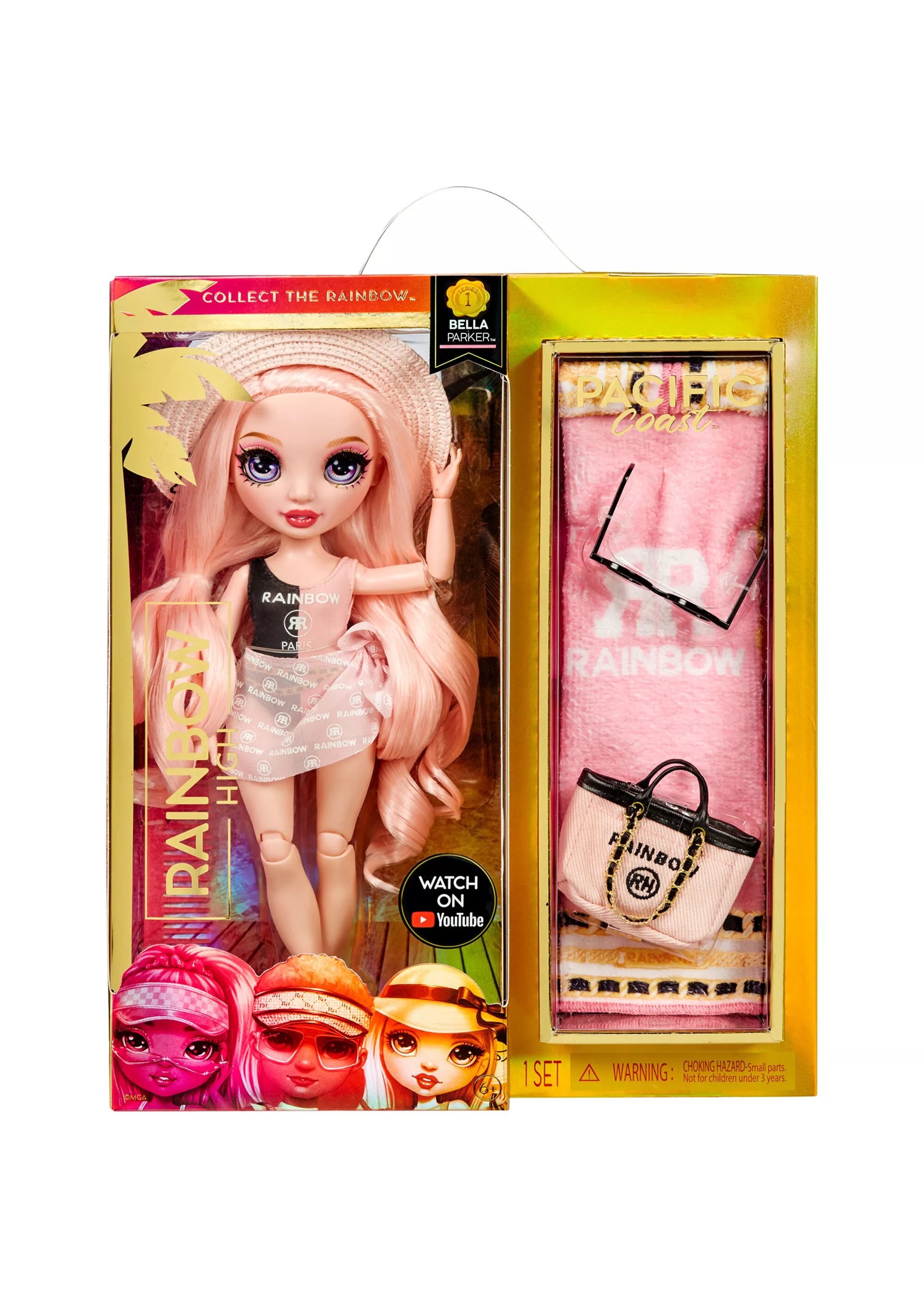 Rainbow High Pacific Coast Fashion Doll- Bella Parker (pink)  MGA 578352EUC